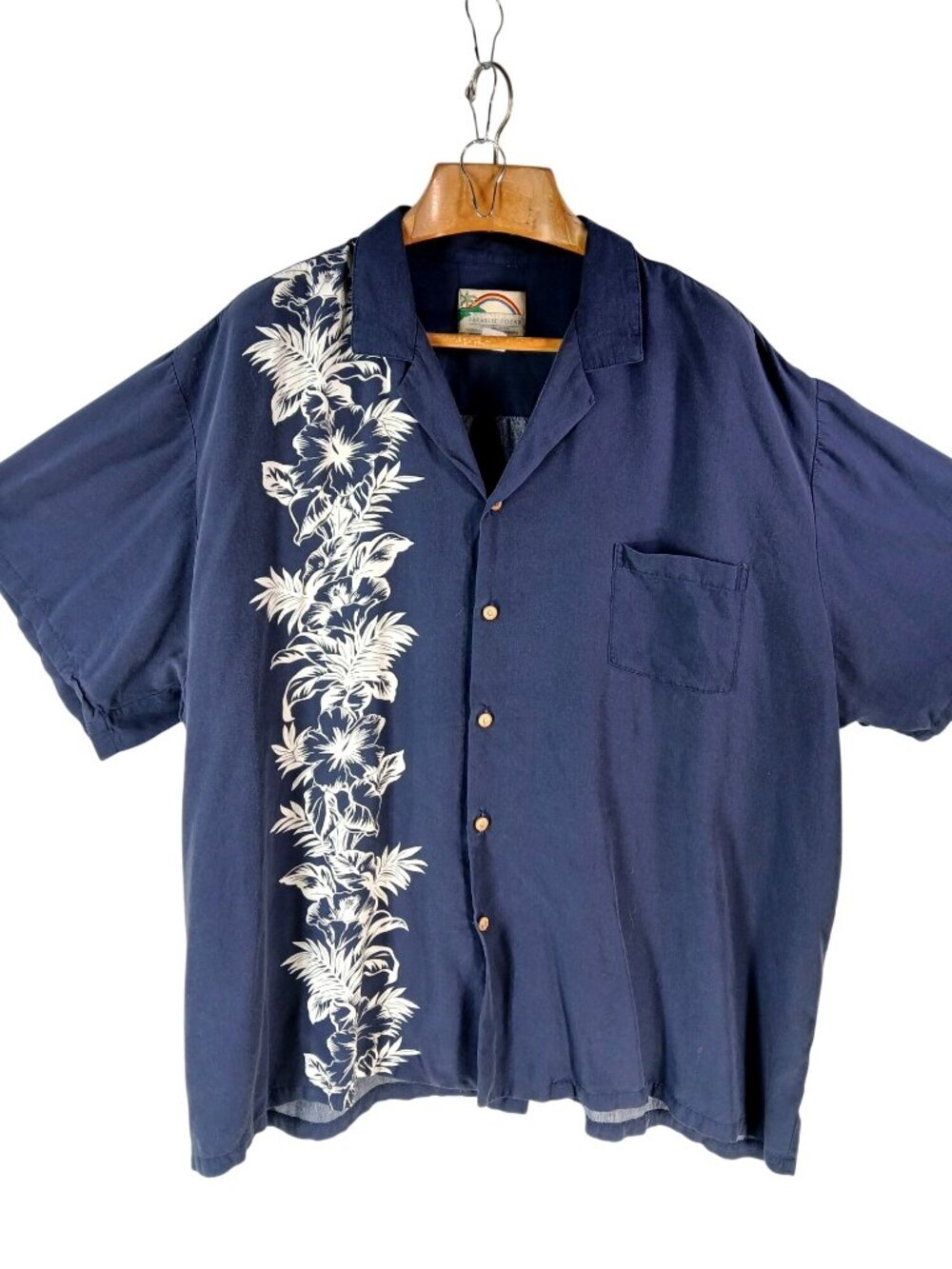 Paradise Found Hawaiian Rayon Shirt Blue Size 4X Tropical Hibiscus Aloha USA
